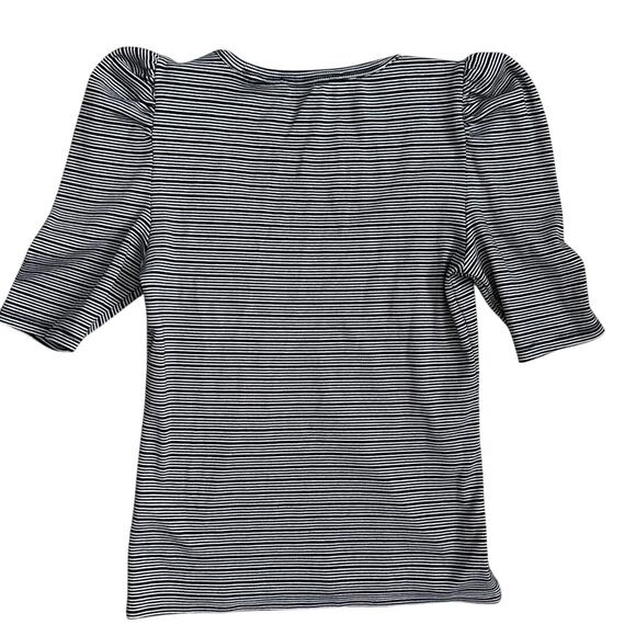 Veronica Beard Starling Striped Puff-Sleeve Top Black & White Size Small - Picture 9 of 12